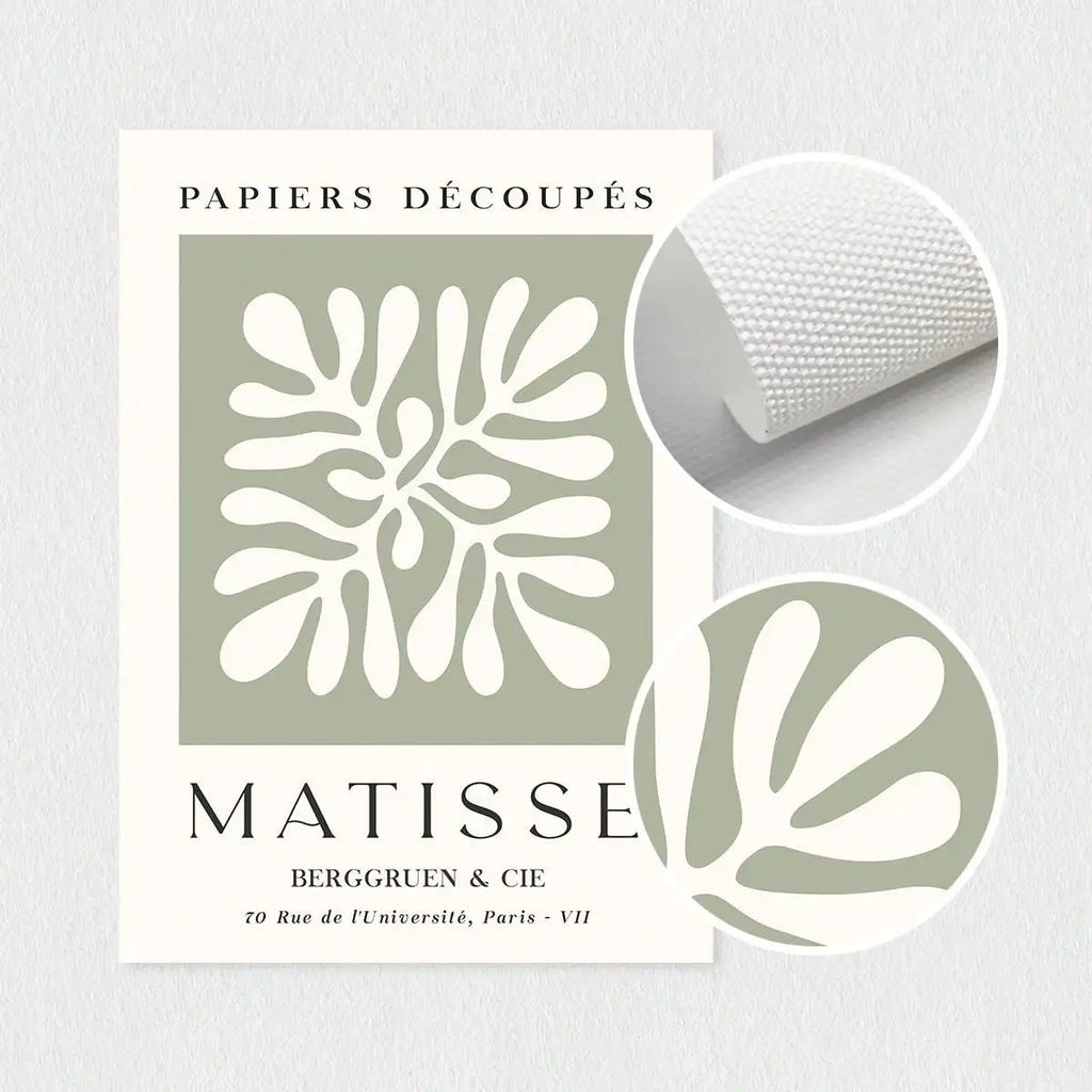 Set of 3 Sage Green Spring Flower Matisse Wall Art Canvas, Green Plant Print Poster, Bohemian Wall Art, Matisse Art Gallery Wall, Henry Matisse Print, Minimalist Modern Home Decoration, Wall Decoration, Living Room Gift, Bedroom Aesthetic Wall Art, Frame