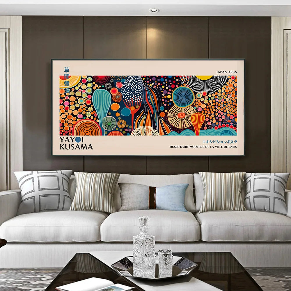 Yayoi Kusama Canvas Wall Art Japanese Abstract Art Posters Yayoi Kusama Wall Canvas Painting for Living Room Yayoi Kusama Poster
