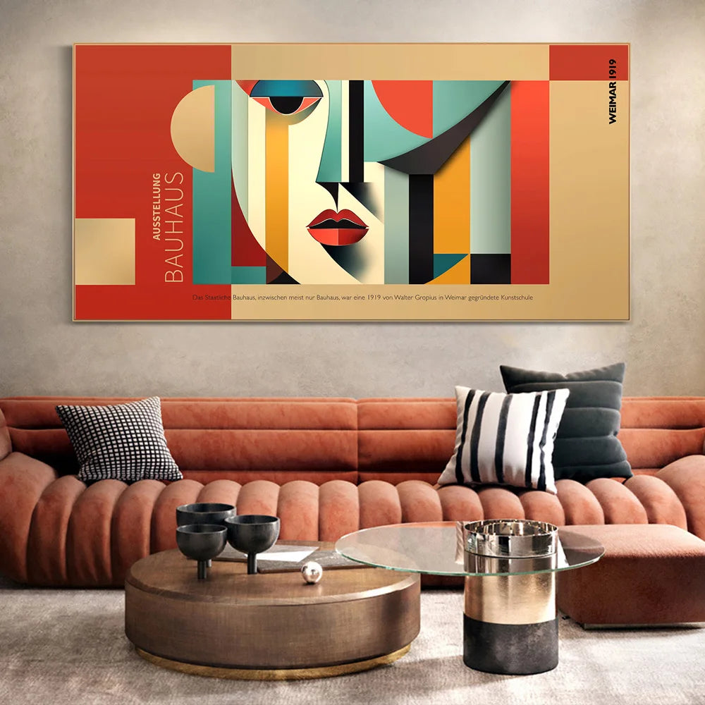 Bauhaus Minimalist Retro Wall Art Bauhaus Abstract Art Posters Geometric Bauhaus Canvas Painting for Living Room Bauhaus Poster