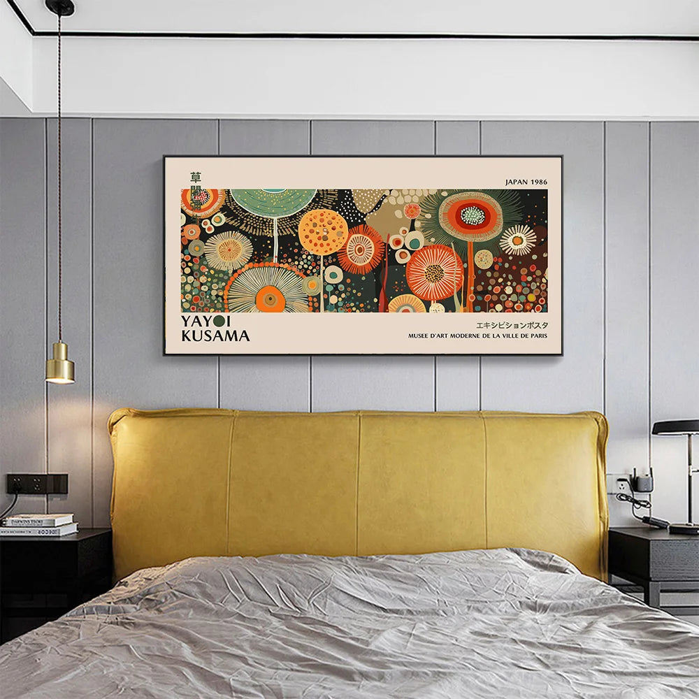 Yayoi Kusama Canvas Wall Art Japanese Abstract Art Posters Yayoi Kusama Wall Canvas Painting for Living Room Yayoi Kusama Poster