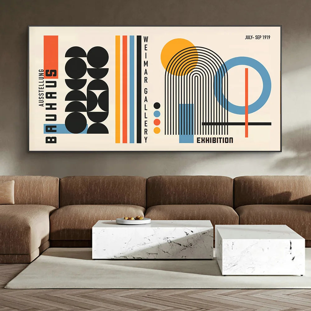 Bauhaus Minimalist Retro Wall Art Bauhaus Abstract Art Posters Geometric Bauhaus Canvas Painting for Living Room Bauhaus Poster