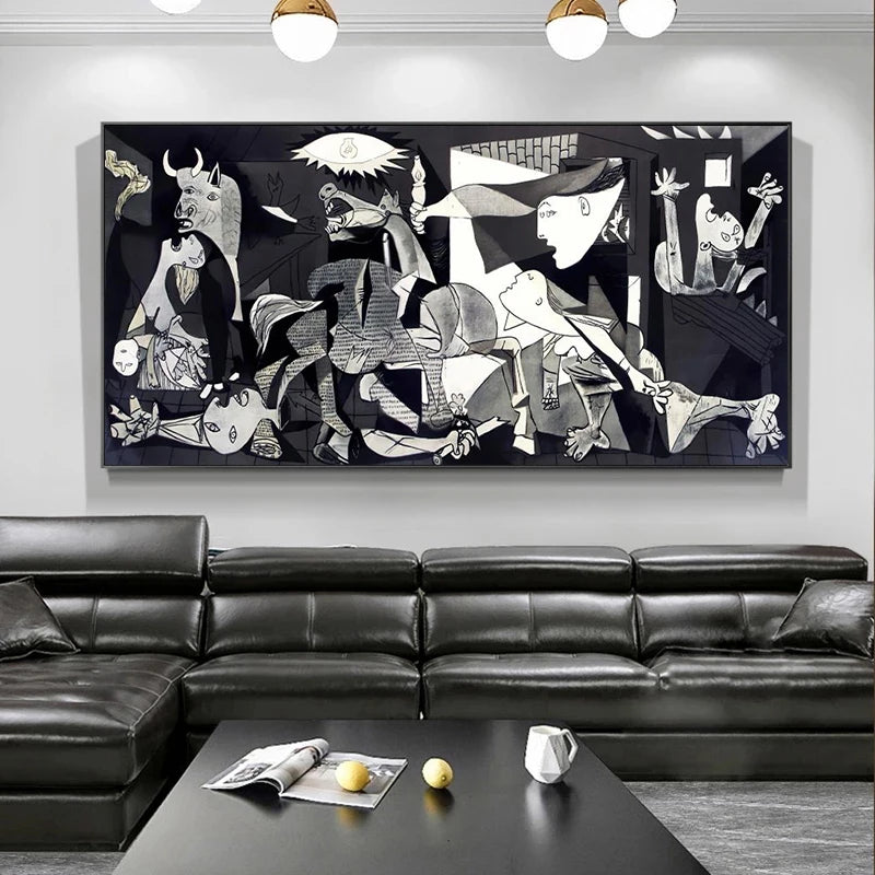 Abstract Black and White Picasso Guernica Canvas Painting Poster Wall Art Print Picture for Living Room Home Decoration Cuadros
