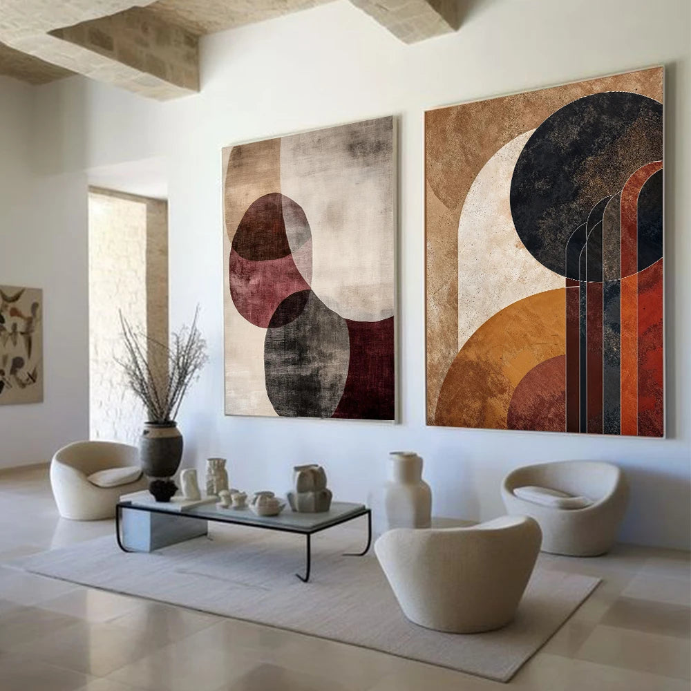 Abstract Geometric Canvas Painting For Office Living Room Home Decor Vintage Poster Wall Decor Minimalist Canvas Wall Art Mural